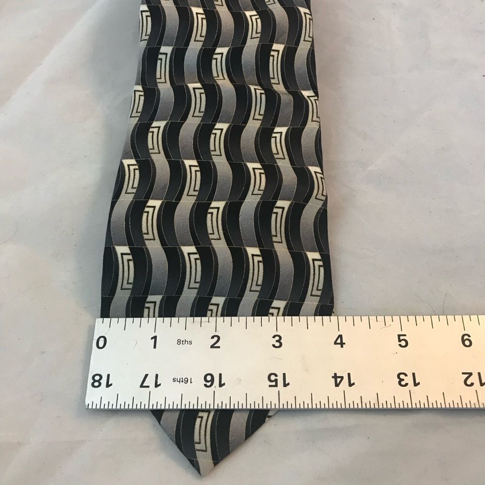 Pierre Cardin Tie Black Gray Blue White Business Casual Neutral Accessory Neck - Picture 3 of 3